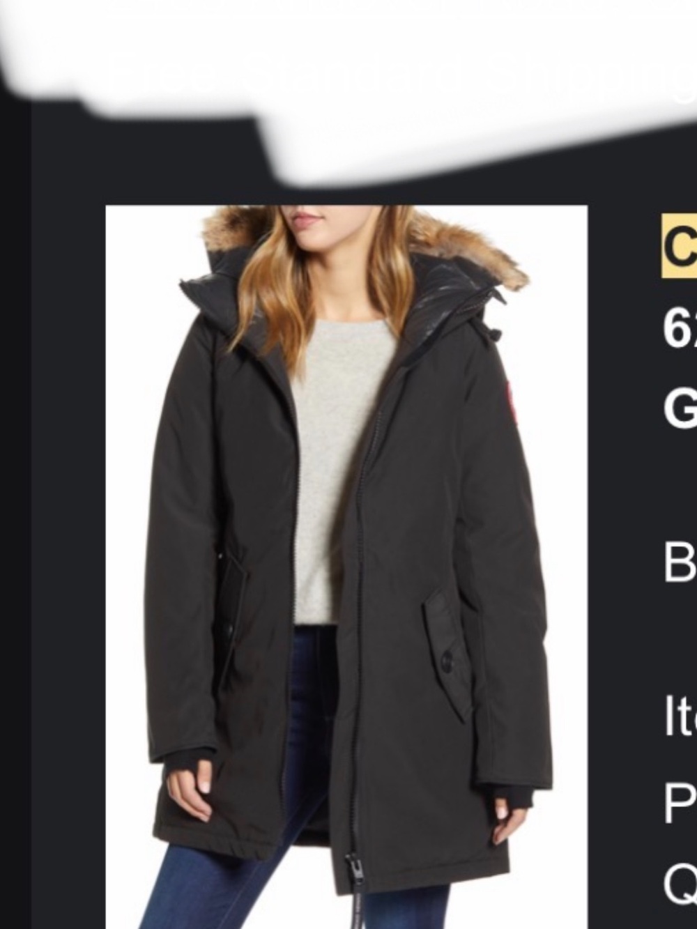 Canada Goose Black Women’s Parka with Fur-Trim Hood